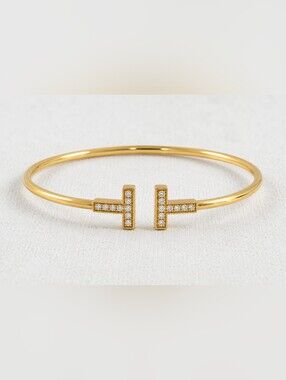 Tiffany T Diamond Wire Bracelet in 18k Yellow Gold